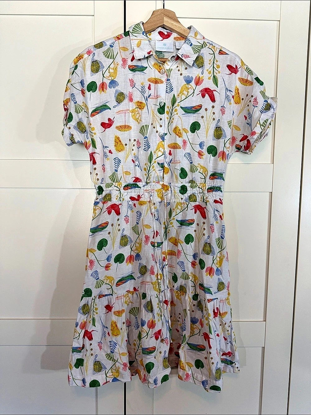 Cynthia Rowley Floral Mini Dress in White & Multicolor Size Small B17